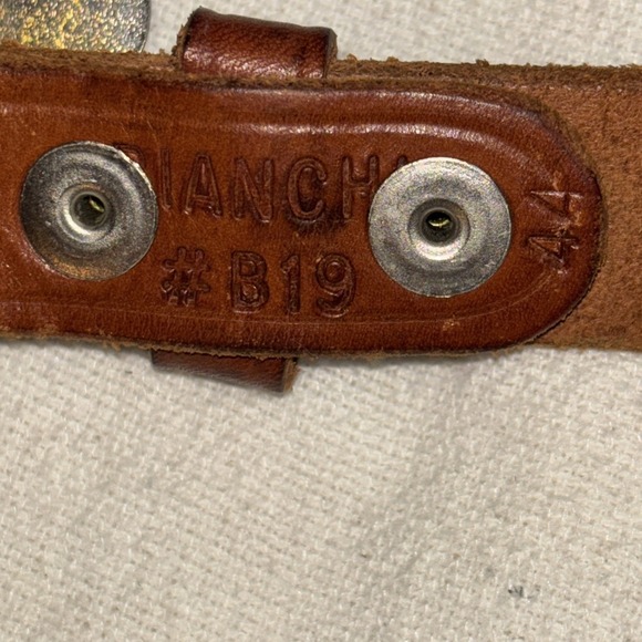 Vintage Mens Brown Leather Belt with Ford Model T Bronze Buckle Sz44 - Picture 9 of 12